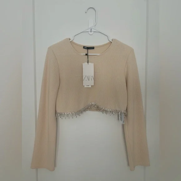 Zara Rhinestone Crop Top - Picture 2 of 5